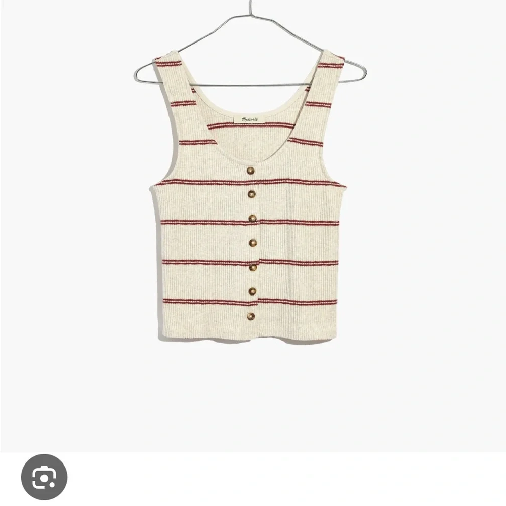 Madewell Cream and Orange Ribbed Crop Tank Top - Picture 2 of 4